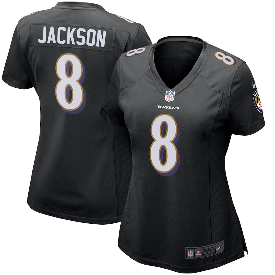 Womens Baltimore Ravens Lamar Jackson  Black Game Event Jersey