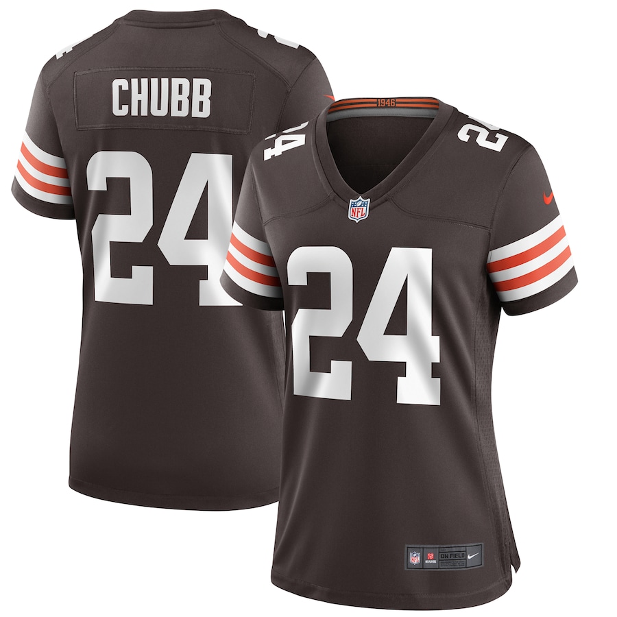 Womens Cleveland Browns Nick Chubb  Brown Game Jersey