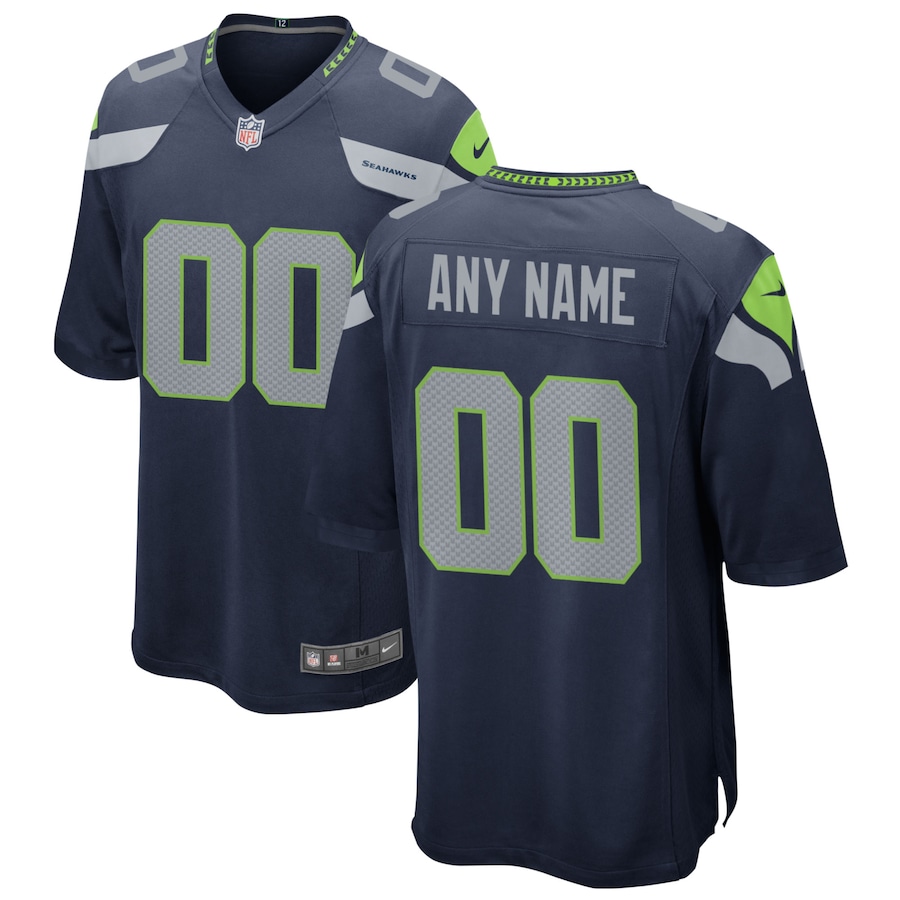 Mens Seattle Seahawks  College Navy Custom Game Jersey