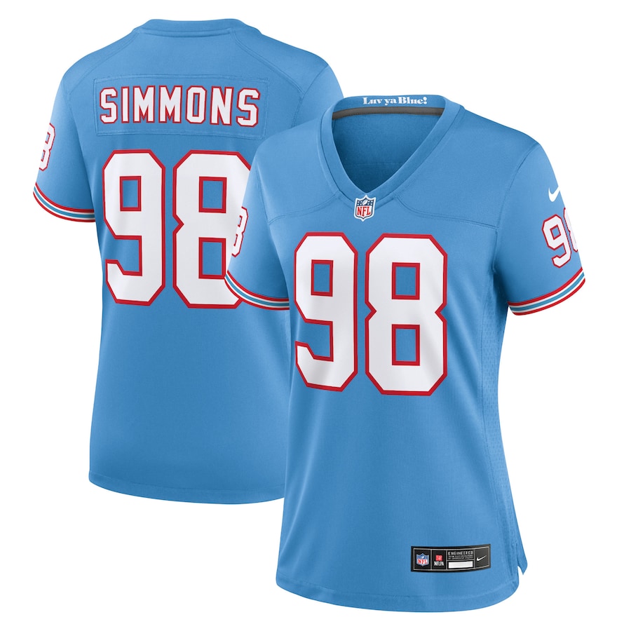 Womens Tennessee Titans Jeffery Simmons  Light Blue Player Jersey