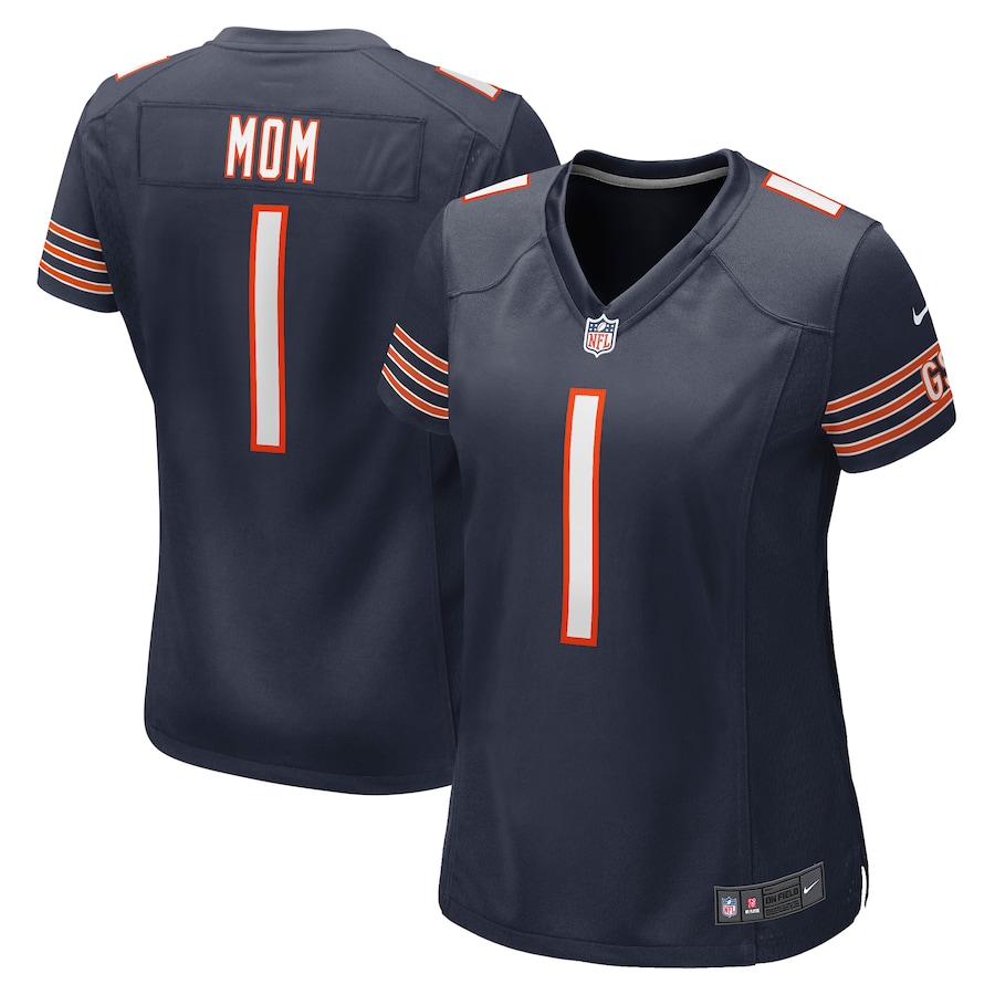Womens Chicago Bears Number 1 Mom  Navy Game Jersey