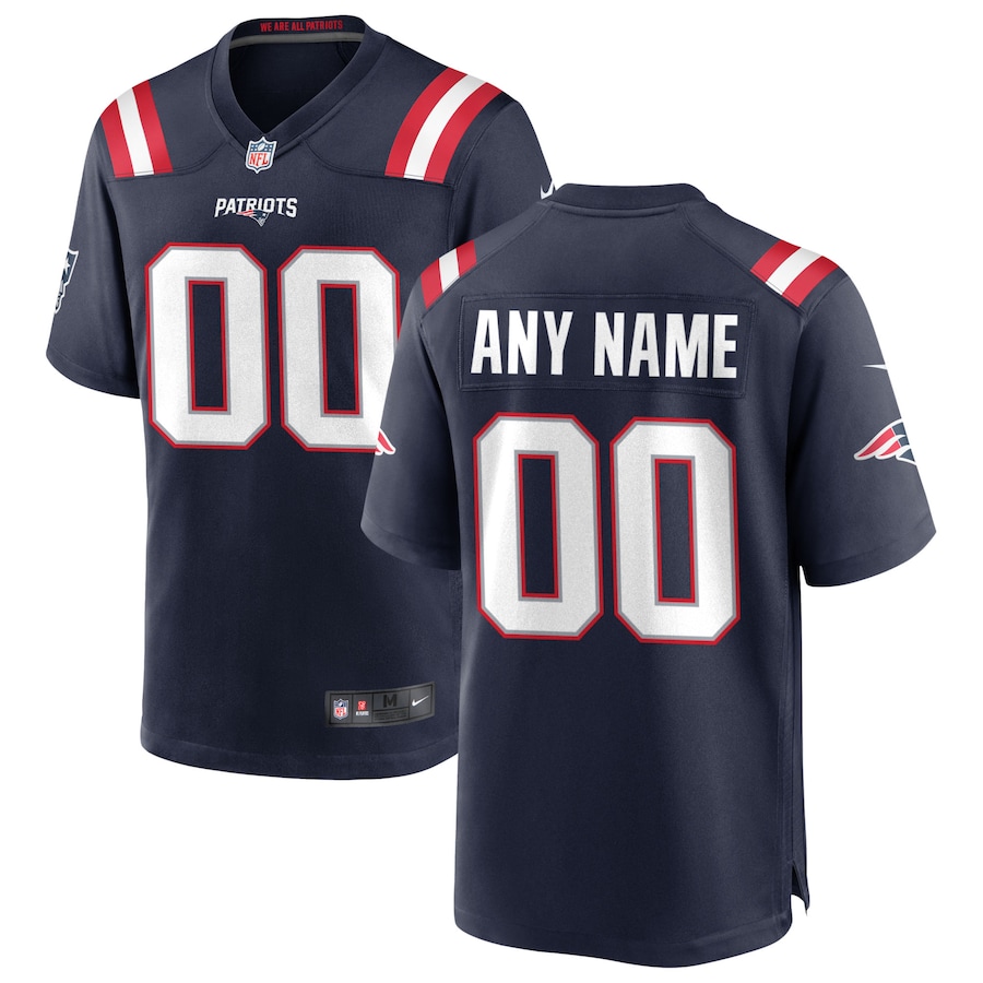 Mens  New England Patriots Navy Custom Game Jersey