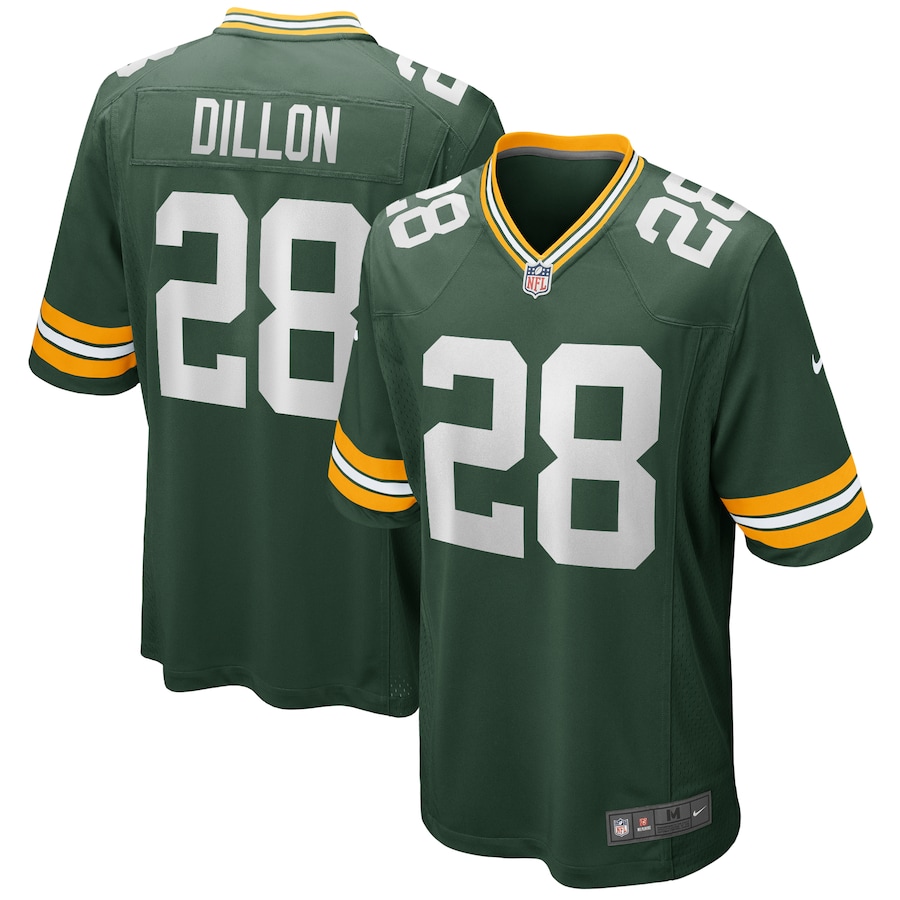 Mens Green Bay Packers AJ Dillon  Green Game Player Jersey