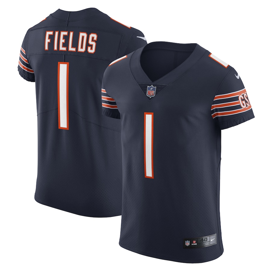 Mens Chicago Bears Justin Fields  Navy Vapor Elite Jersey
