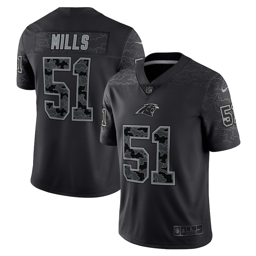 Mens Carolina Panthers Sam Mills  Black Retired Player RFLCTV Limited Jersey