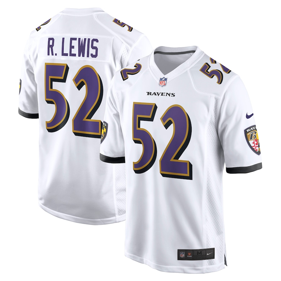 Mens Baltimore Ravens Ray Lewis  White Retired Player Game Jersey