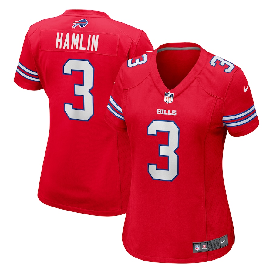 Womens Buffalo Bills Damar Hamlin  Red Player Jersey