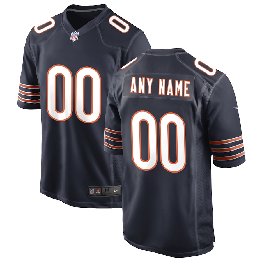 Mens Chicago Bears  Navy Custom Game Jersey
