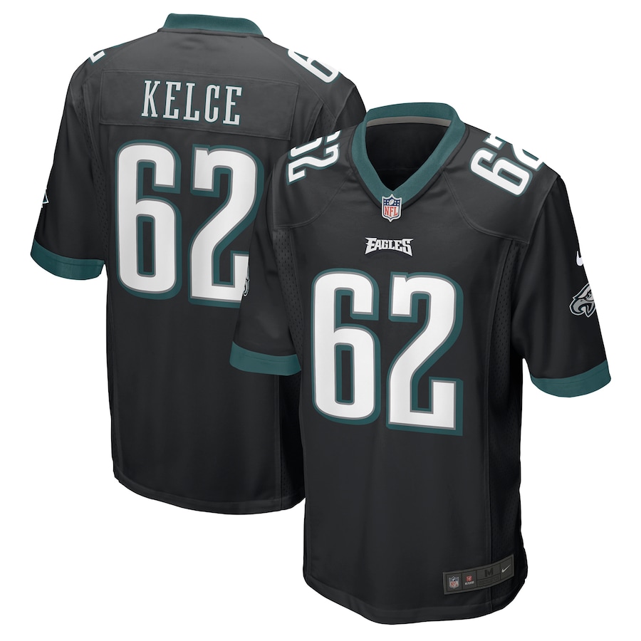 Mens Philadelphia Eagles Jason Kelce  Black Game Jersey