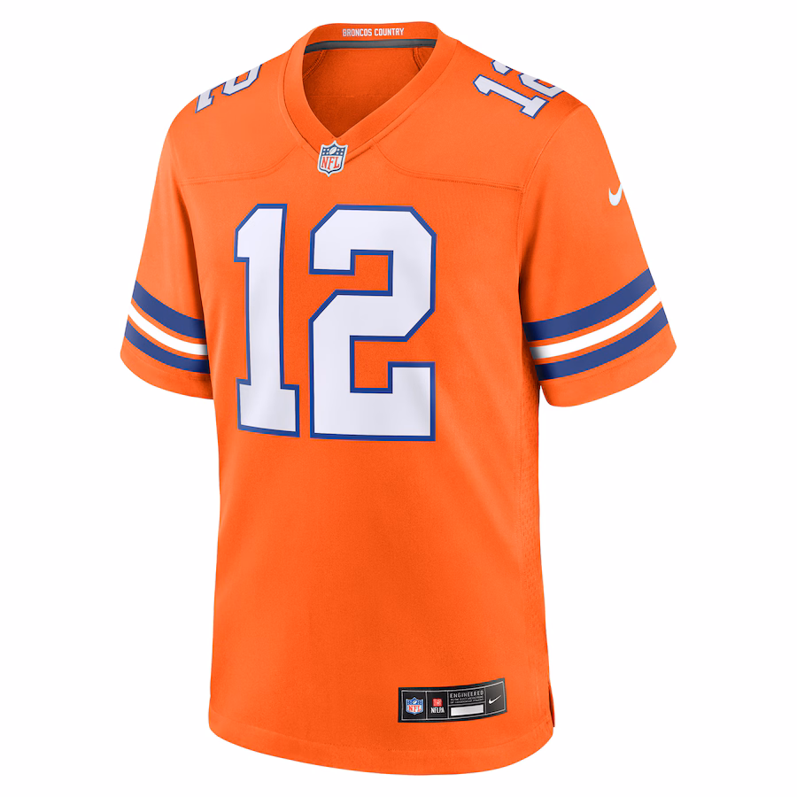 Men's Denver Broncos Tim Patrick  Orange Mile High Collection 1977 Throwback Player Game Jersey