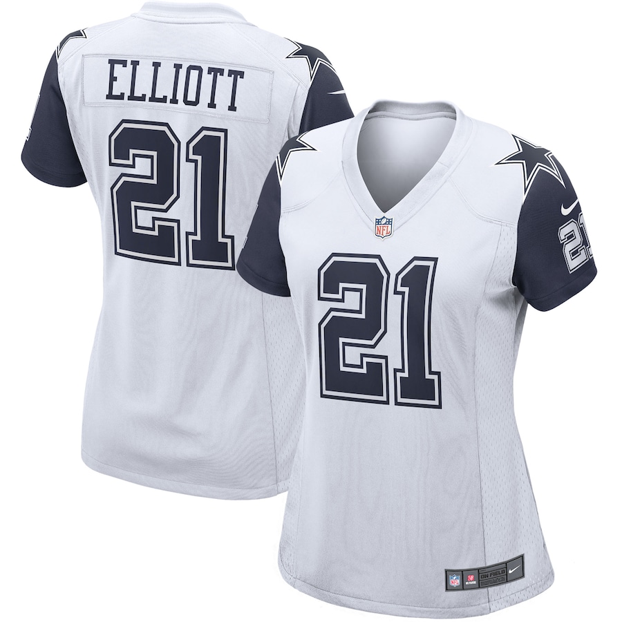 Womens Dallas Cowboys Ezekiel Elliott  White Alternate Game Jersey
