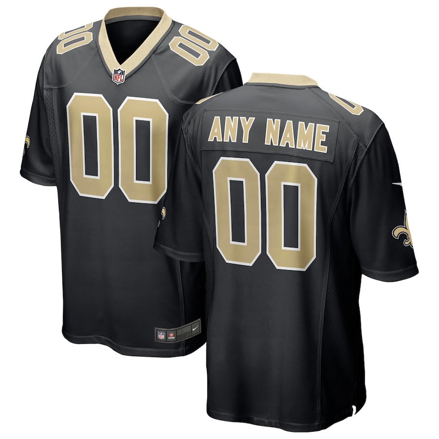 Mens New Orleans Saints  Black Custom Game Jersey