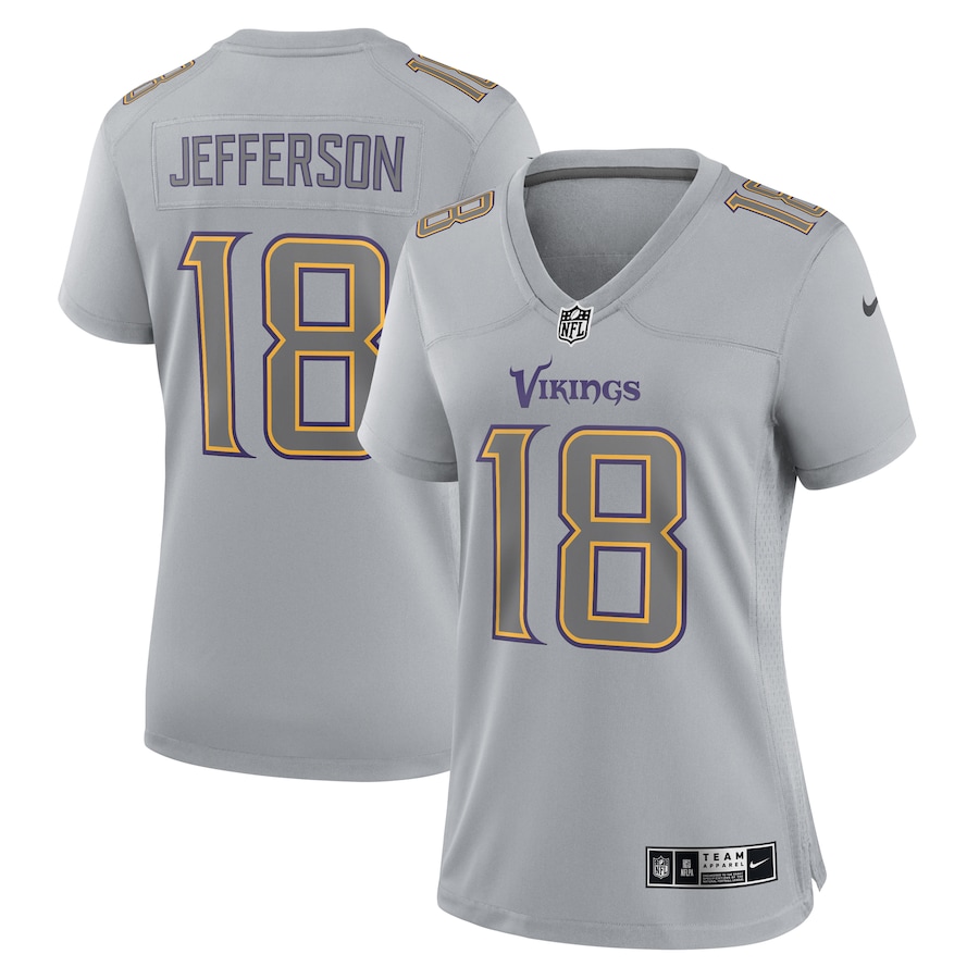 Womens Minnesota Vikings Justin Jefferson  Gray Atmosphere Fashion Game Jersey