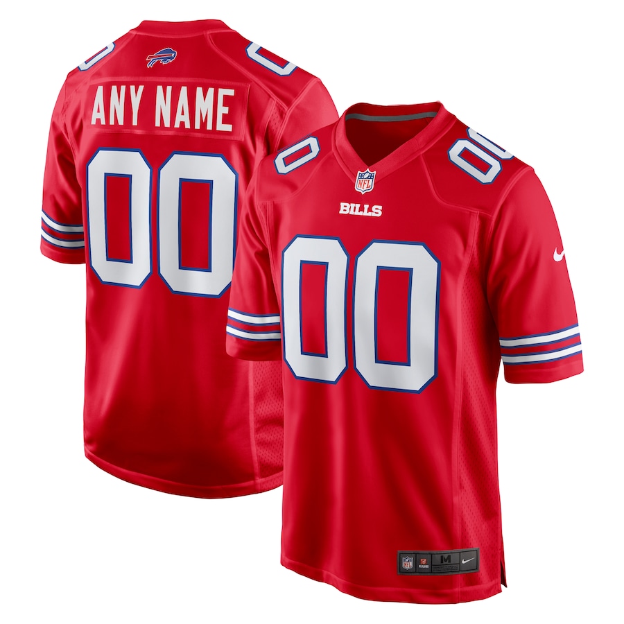 Mens Buffalo Bills  Red Alternate Custom Game Jersey
