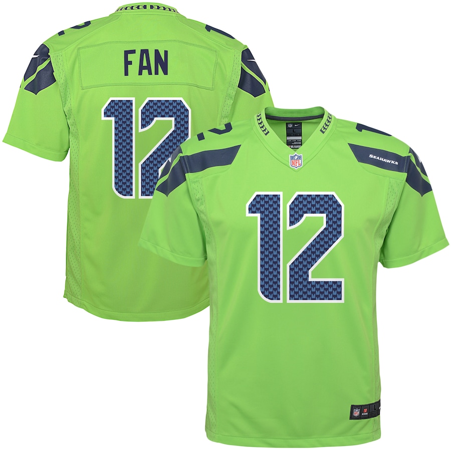 Youth Seattle Seahawks 12s  Neon Green Game Jersey
