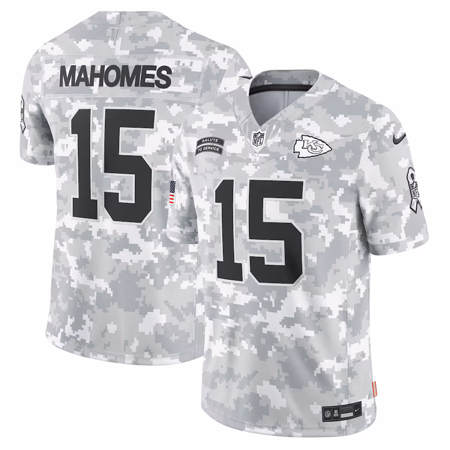 Patrick Mahomes Kansas City Chiefs  2024 Salute to Service Limited Jersey - Arctic Camo