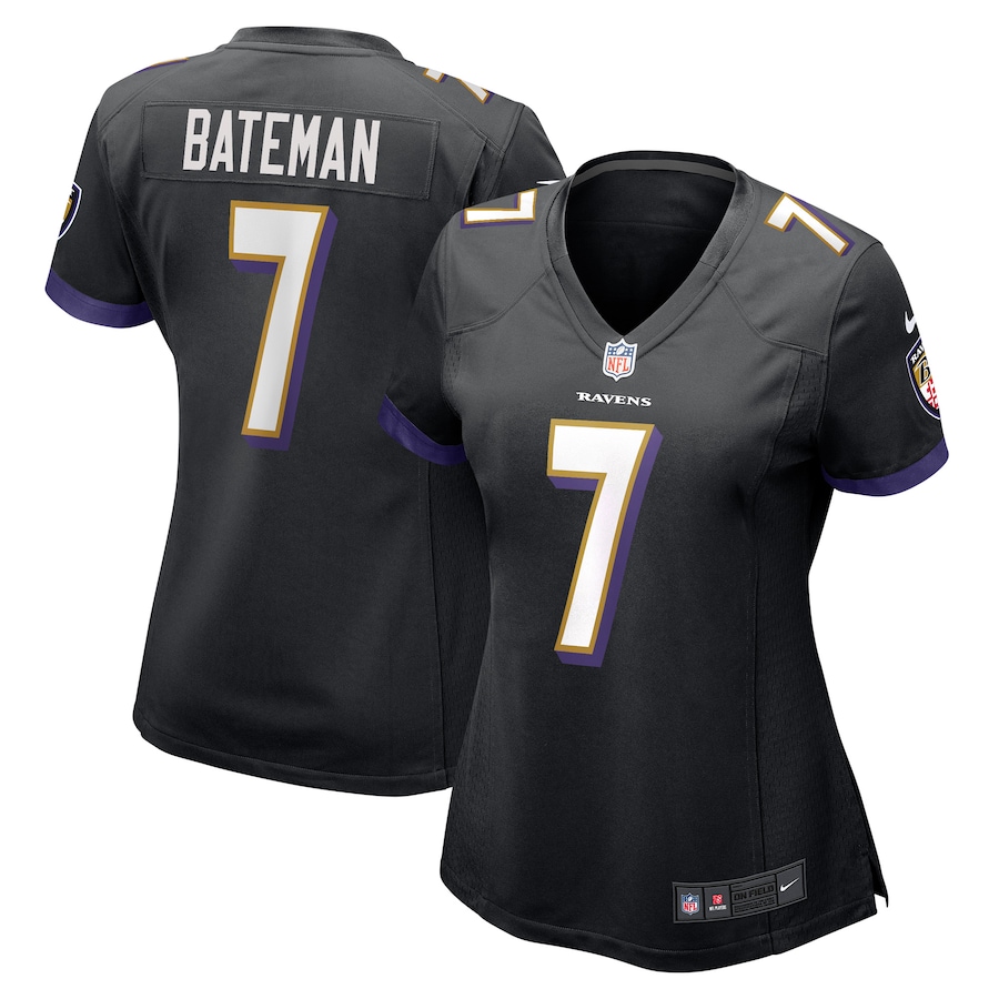 Womens Baltimore Ravens Rashod Bateman  Black Game Player Jersey