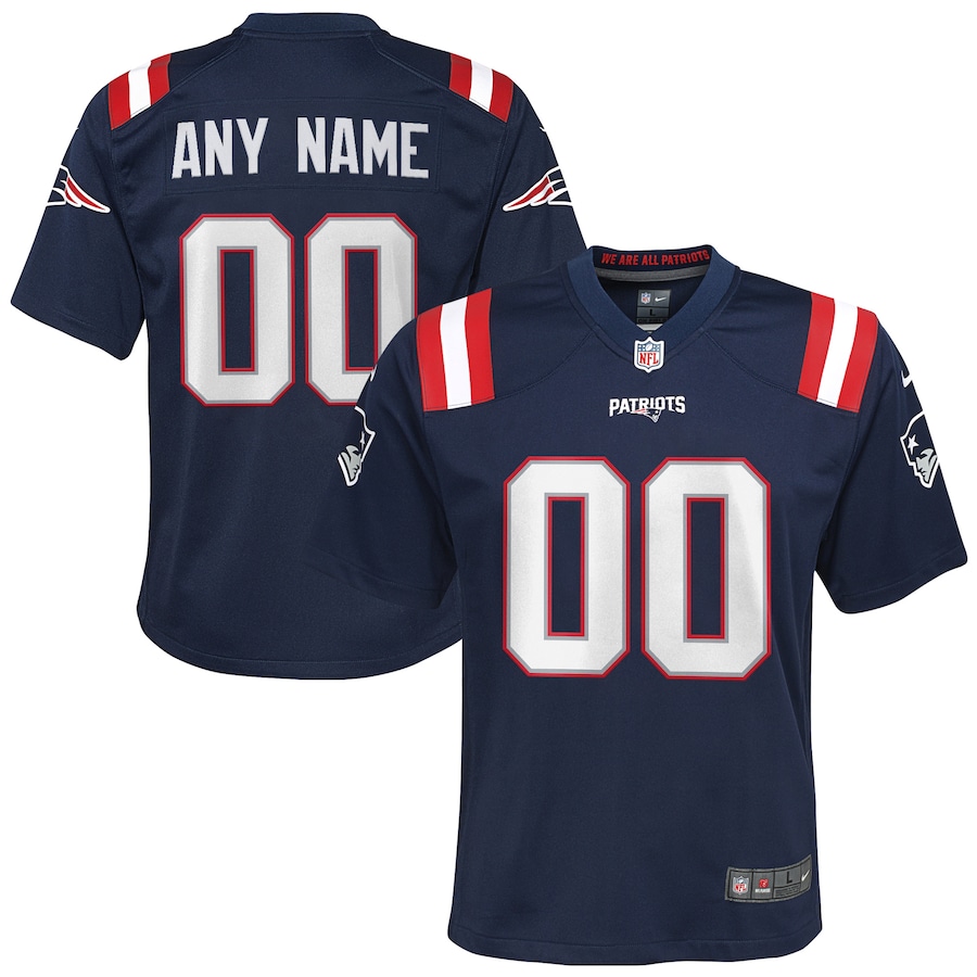 Youth New England Patriots  Navy Custom Game Jersey