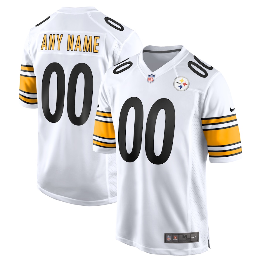 Mens Pittsburgh Steelers  White Game Custom Jersey