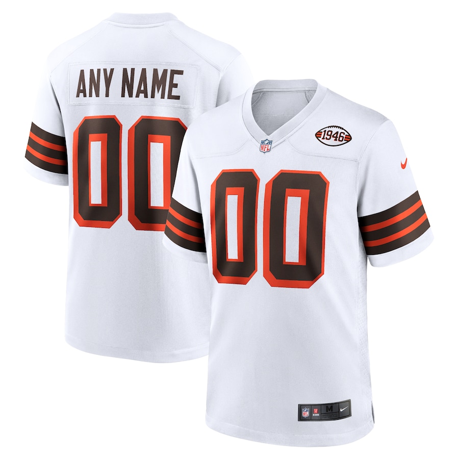 Mens Cleveland Browns  White 1946 Collection Alternate Custom Jersey