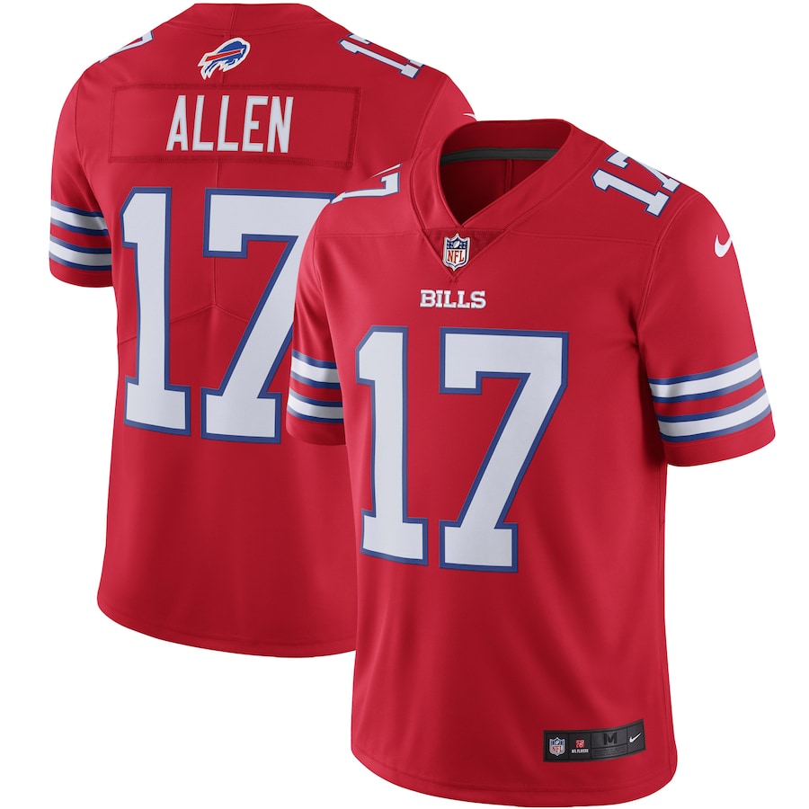 Mens Buffalo Bills Josh Allen  Red Color Rush Vapor Limited Jersey