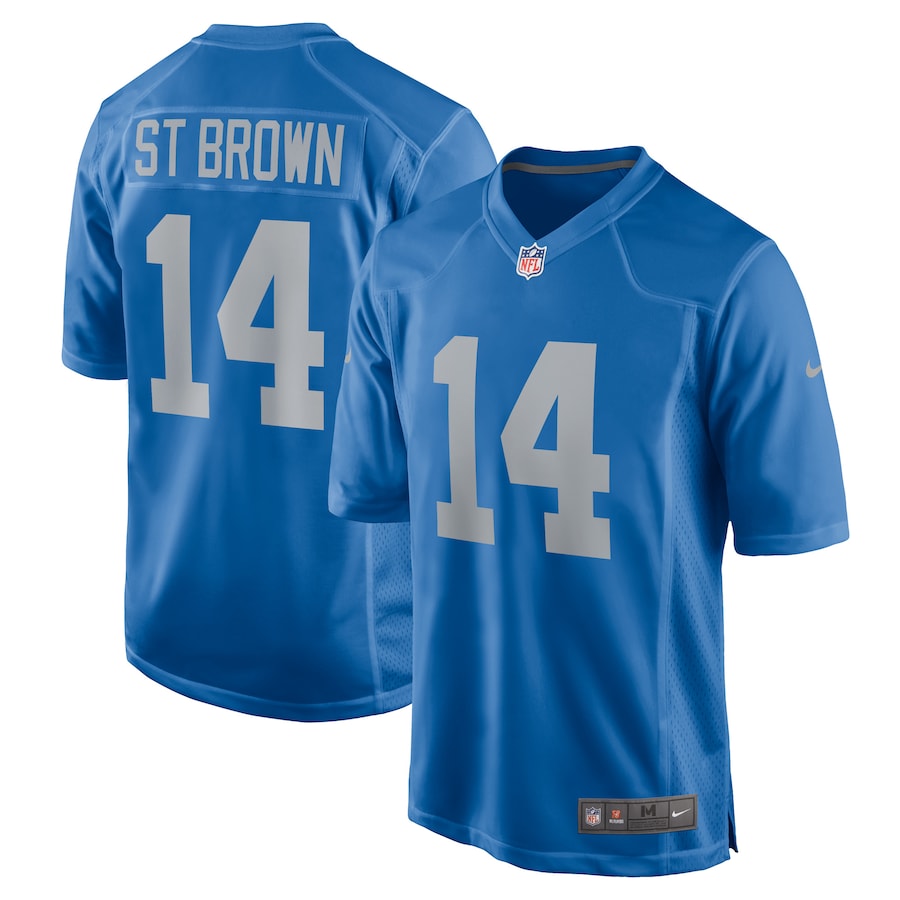 Mens Detroit Lions Amon-Ra St. Brown  Blue Player Game Jersey