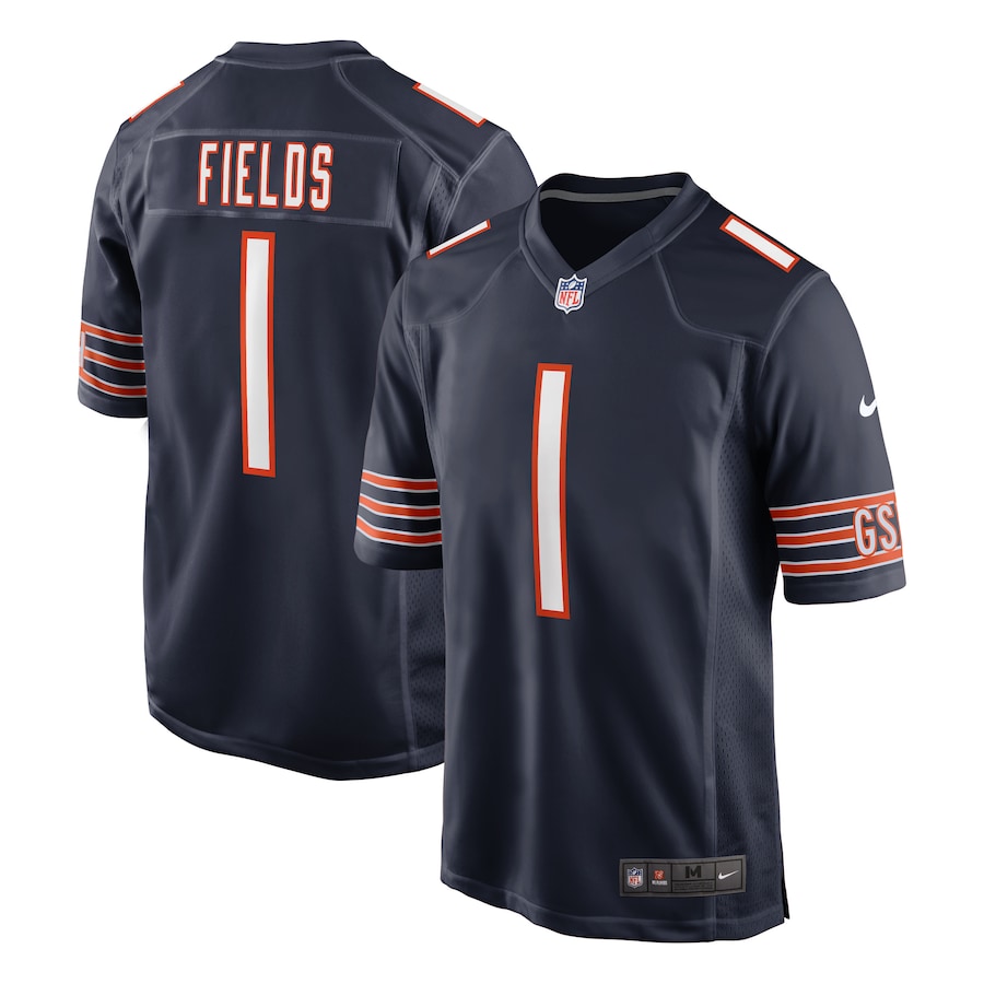 Mens Chicago Bears Justin Fields  Navy Game Jersey