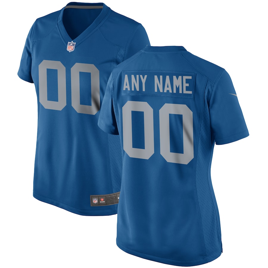 Womens  Blue Detroit Lions Throwback Custom Game Jersey