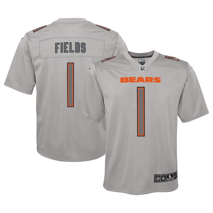 Youth Chicago Bears Justin Fields  Gray Atmosphere Game Jersey