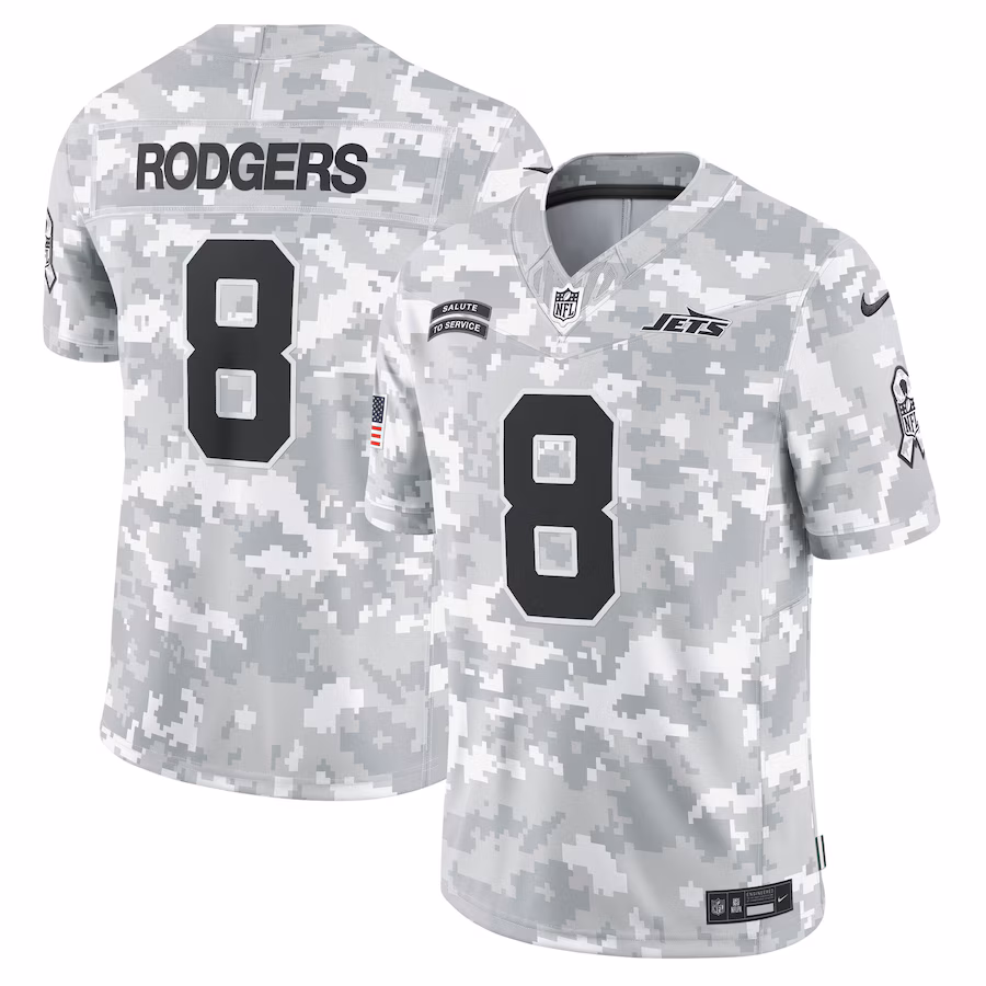 Aaron Rodgers New York Jets  2024 Salute to Service Limited Jersey - Arctic Camo