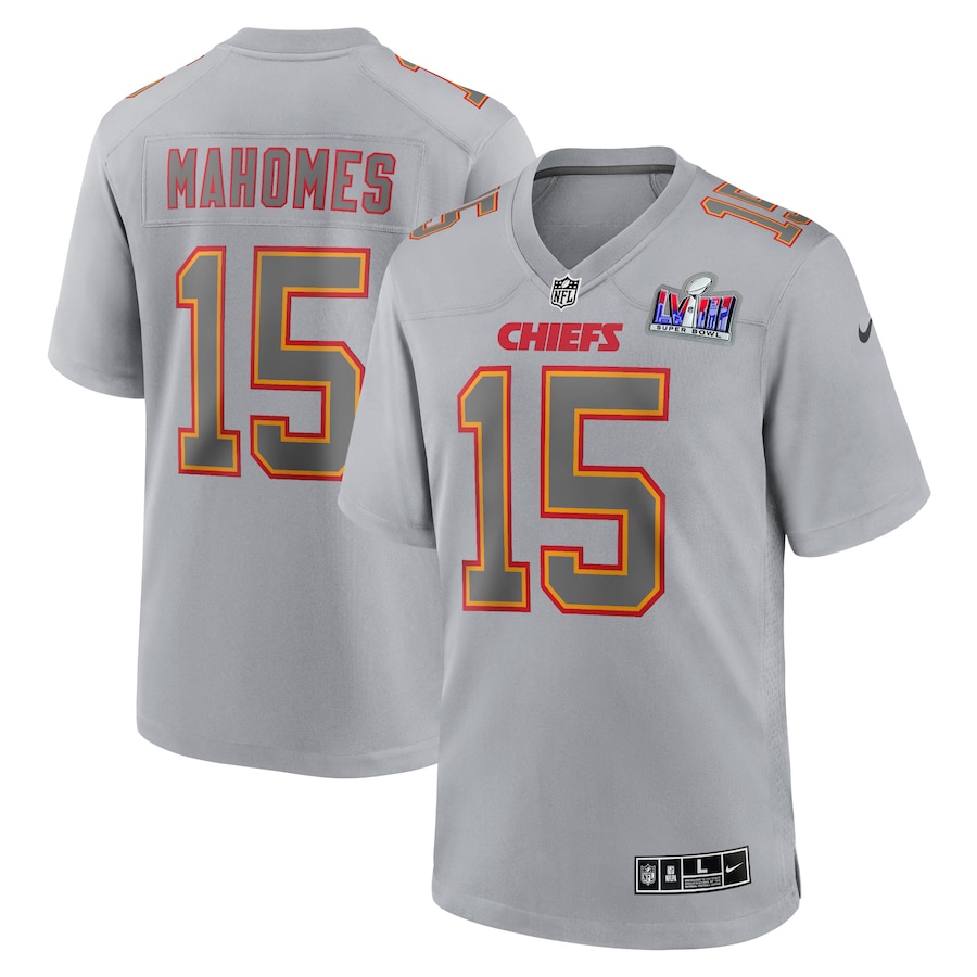 Mens Kansas City Chiefs Patrick Mahomes  Gray Super Bowl LVIII Atmosphere Fashion Game Jersey