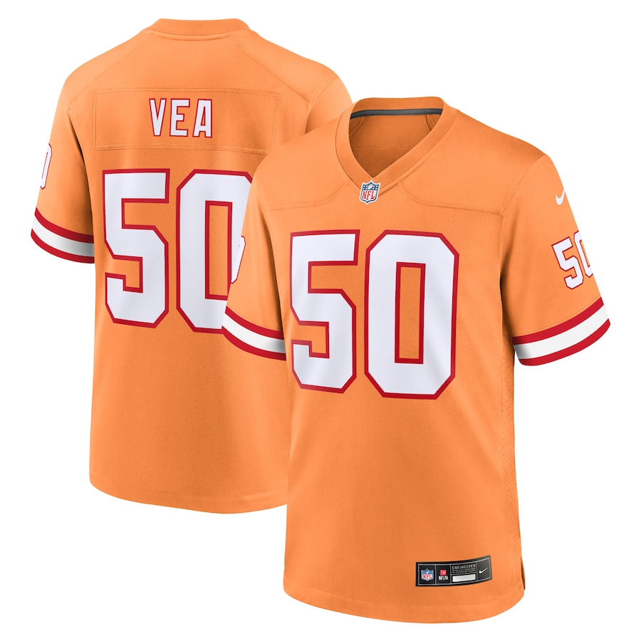 Mens Tampa Bay Buccaneers Vita Vea  Orange Throwback Game Jersey