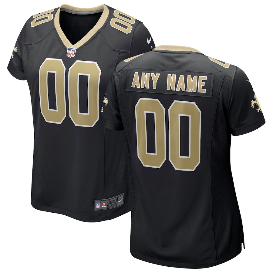 Womens  Black New Orleans Saints Custom Game Jersey