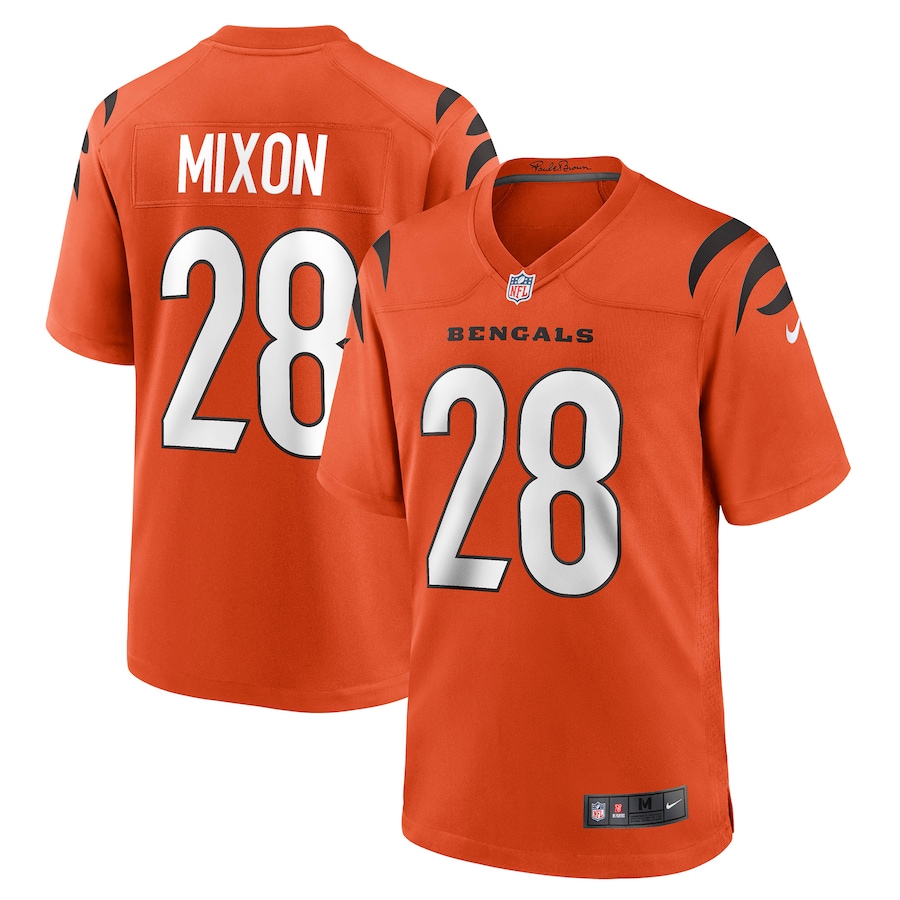 Mens Cincinnati Bengals Joe Mixon  Orange Game Jersey