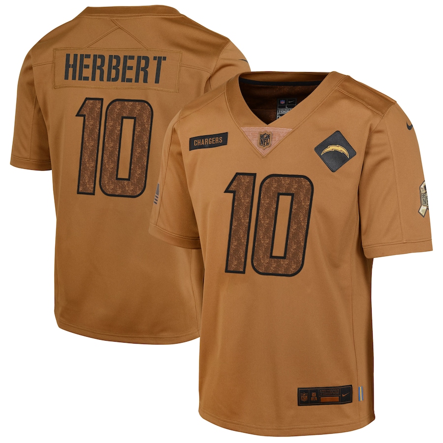 Youth Los Angeles Chargers Justin Herbert  Brown 2023 Salute To Service Limited Jersey