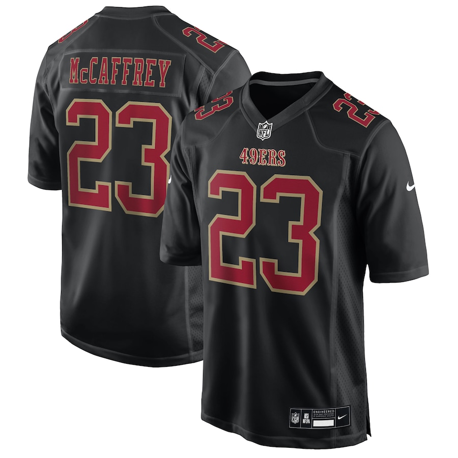 Mens San Francisco 49ers Christian McCaffrey  Carbon Black Fashion Game Jersey