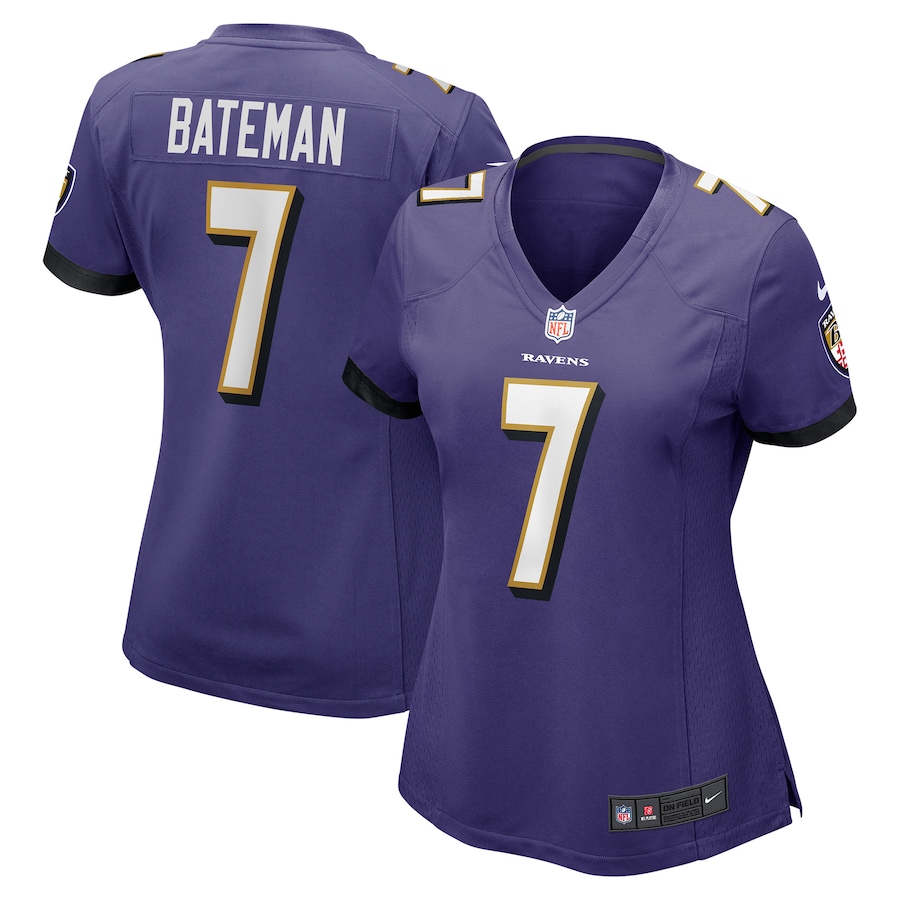 Womens Baltimore Ravens Rashod Bateman  Purple Game Jersey