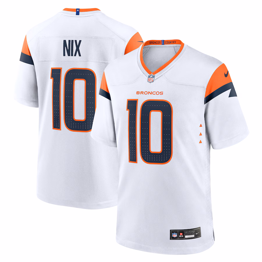 Bo Nix Denver Broncos  Game Jersey -  White