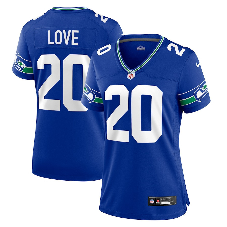 Julian Love 20 Seattle Seahawks Women Throwback Retired Game Jersey - Royal