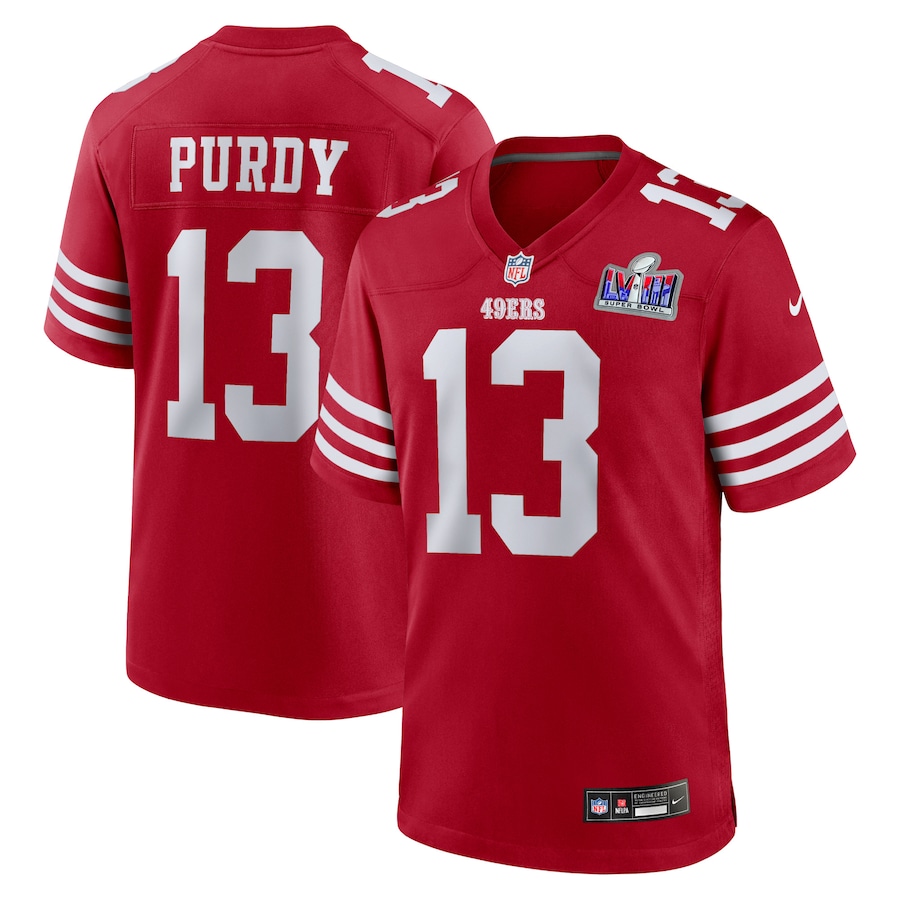 Mens San Francisco 49ers Brock Purdy  Scarlet Super Bowl LVIII Game Jersey