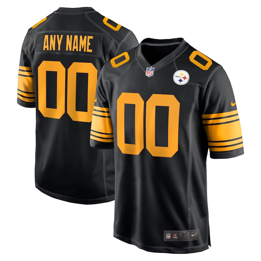 Mens Pittsburgh Steelers   Black Alternate Custom Game Jersey