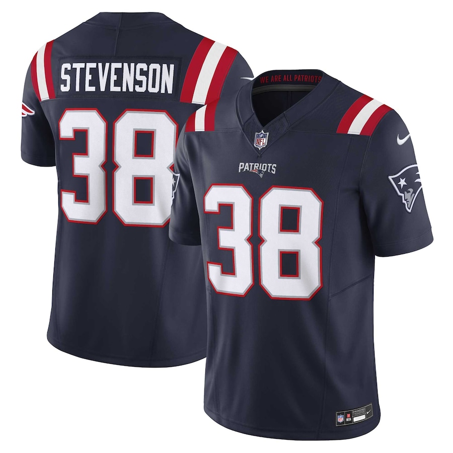 Mens New England Patriots Rhamondre Stevenson  Navy Vapor F.U.S.E. Limited Jersey