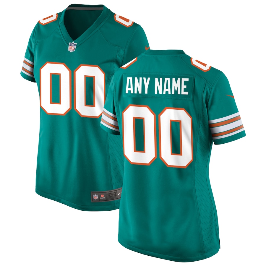 Womens  Aqua Miami Dolphins Alternate Custom Game Jersey