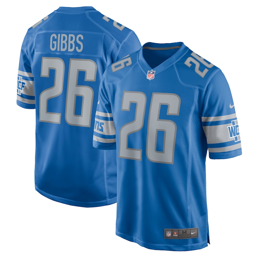 Mens Detroit Lions Jahmyr Gibbs  Blue 2023  Draft First Round Pick Game Jersey