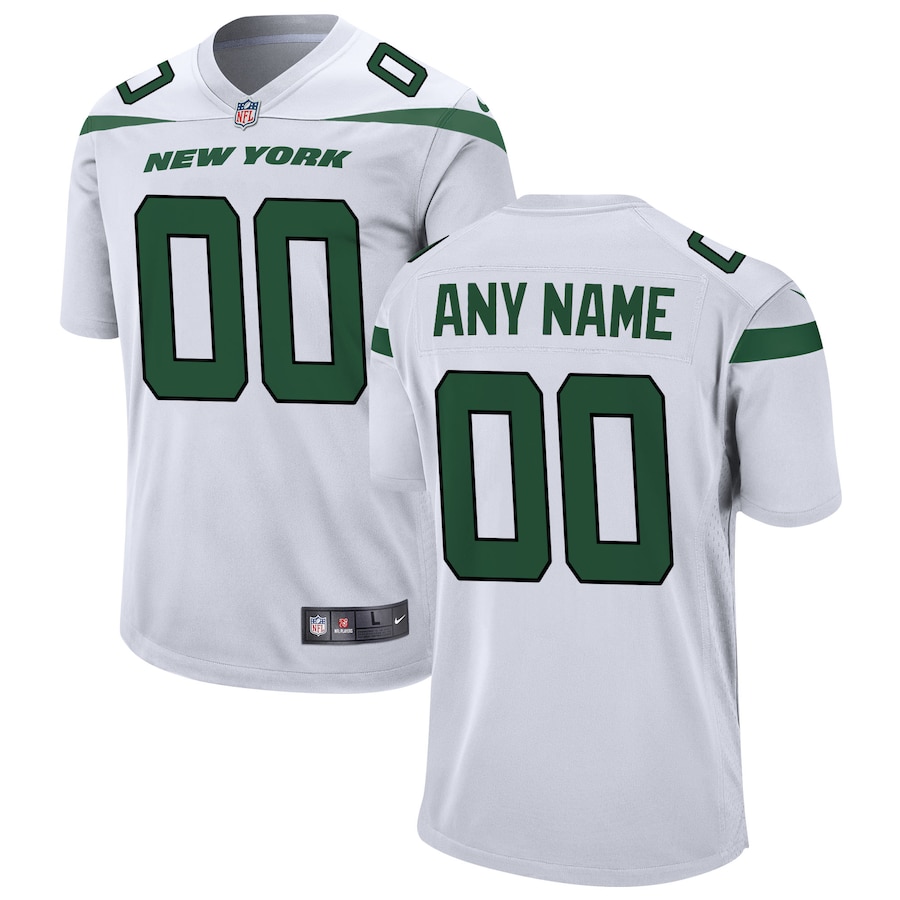 Mens New York Jets  White Custom Game Jersey