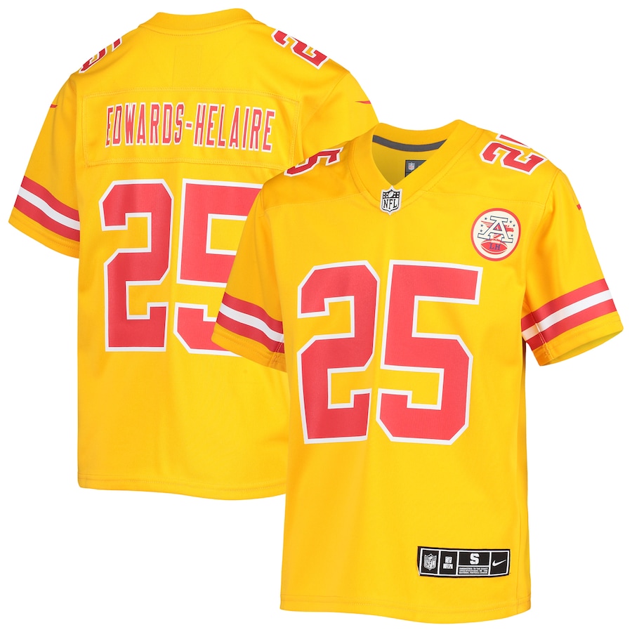 Youth Kansas City Chiefs Clyde Edwards-Helaire  Gold Inverted Team Game Jersey