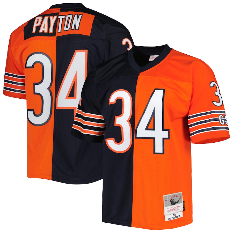 Mens Chicago Bears Walter Payton  Navy/Orange 1985 Split Legacy Replica Jersey