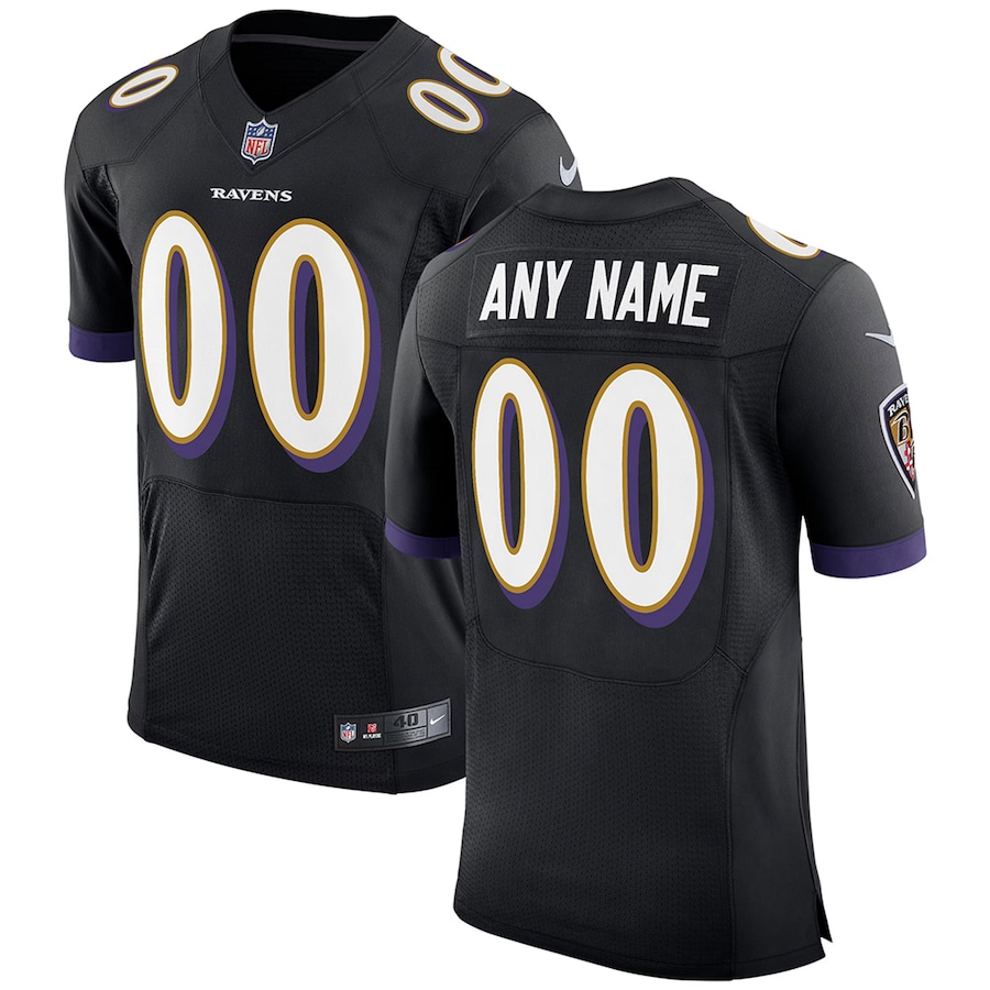 Mens Baltimore Ravens  Black Speed Machine Elite Custom Jersey