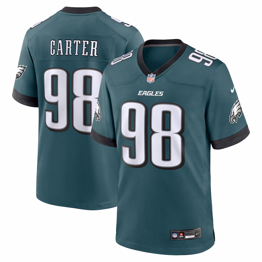 Jalen Carter Philadelphia Eagles  Team Game Jersey - Midnight Green