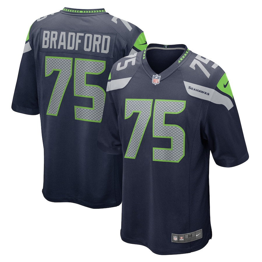 Anthony Bradford 75 Seattle Seahawks Men Team Game Jersey - College Navy